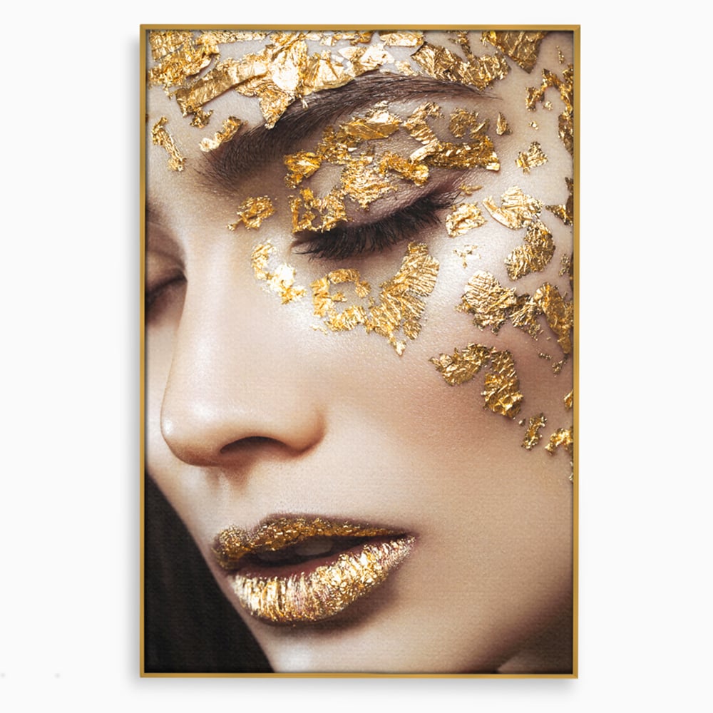 Leinwandbilder Premium LuxCanva® A1056, Goldene Augen , Portrait, Frau, Golden, Sinnlich, Abstrakt, Lebendige Farben