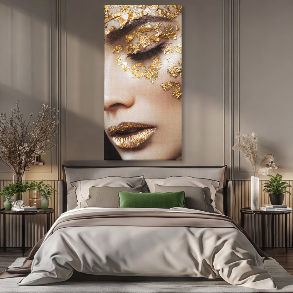 Leinwandbilder Premium LuxCanva® A1056, Goldene Augen , Portrait, Frau, Golden, Sinnlich, Abstrakt, Lebendige Farben