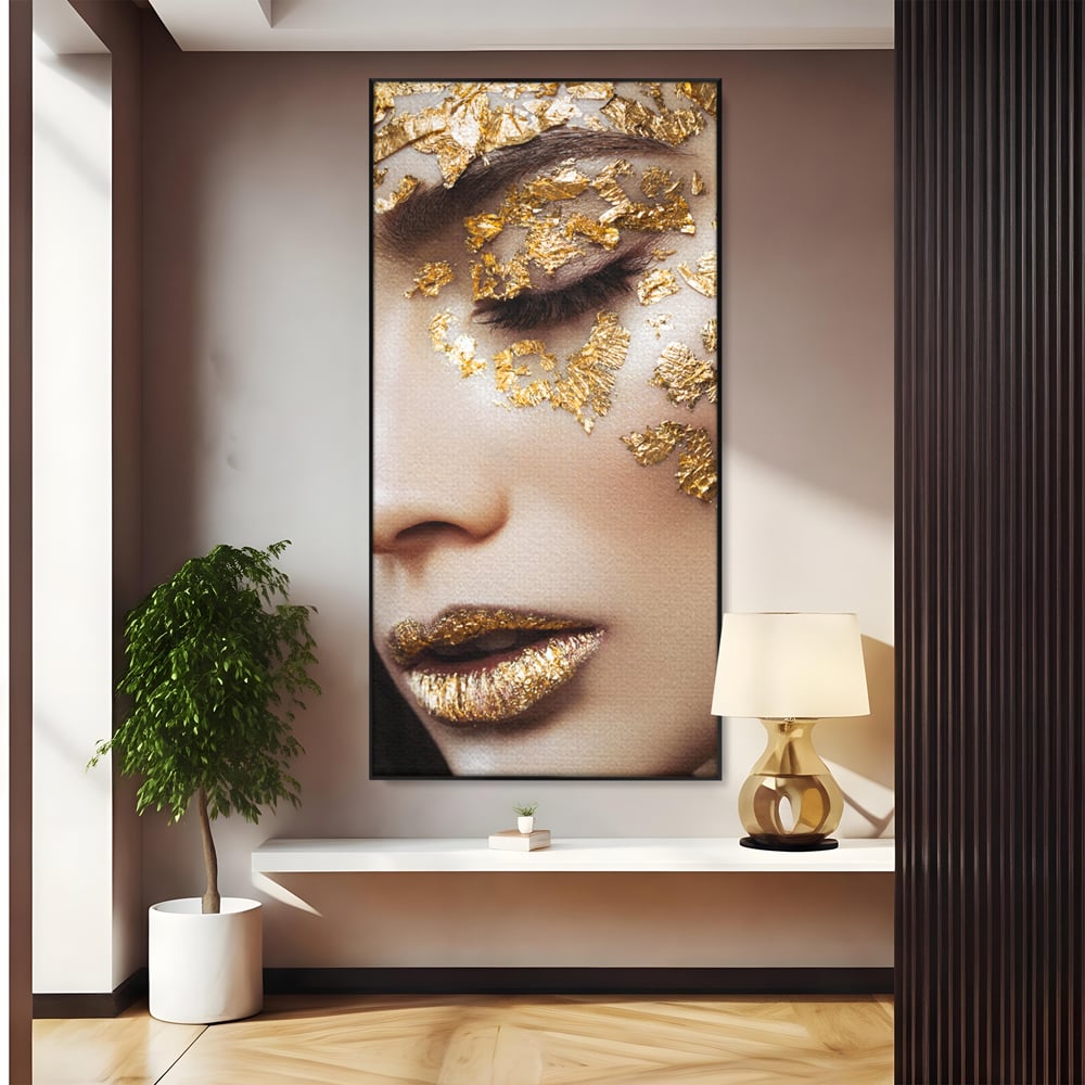 Leinwandbilder Premium LuxCanva® A1056, Goldene Augen , Portrait, Frau, Golden, Sinnlich, Abstrakt, Lebendige Farben