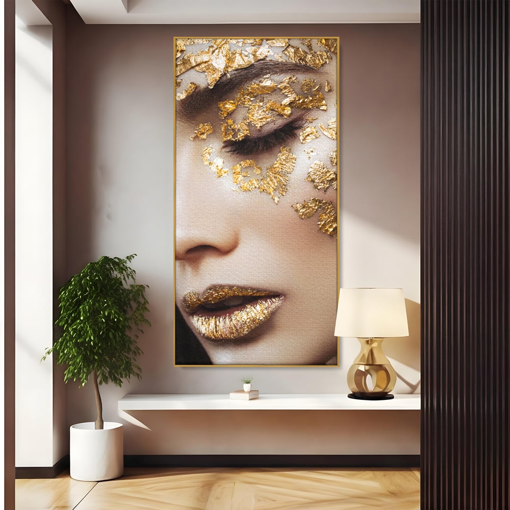 Leinwandbilder Premium LuxCanva® A1056, Goldene Augen , Portrait, Frau, Golden, Sinnlich, Abstrakt, Lebendige Farben