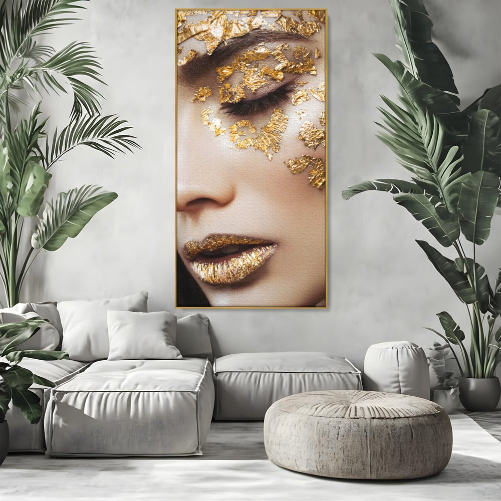 Leinwandbilder Premium LuxCanva® A1056, Goldene Augen , Portrait, Frau, Golden, Sinnlich, Abstrakt, Lebendige Farben