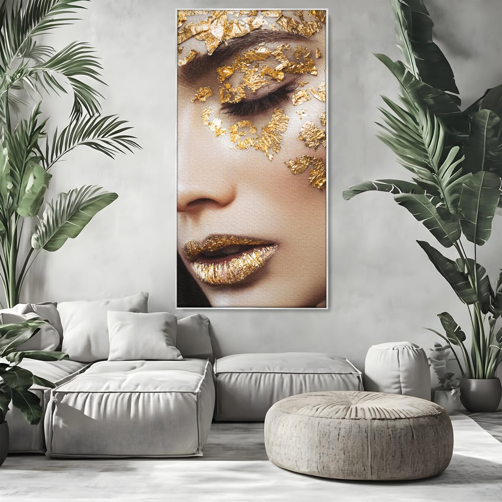 Leinwandbilder Premium LuxCanva® A1056, Goldene Augen , Portrait, Frau, Golden, Sinnlich, Abstrakt, Lebendige Farben