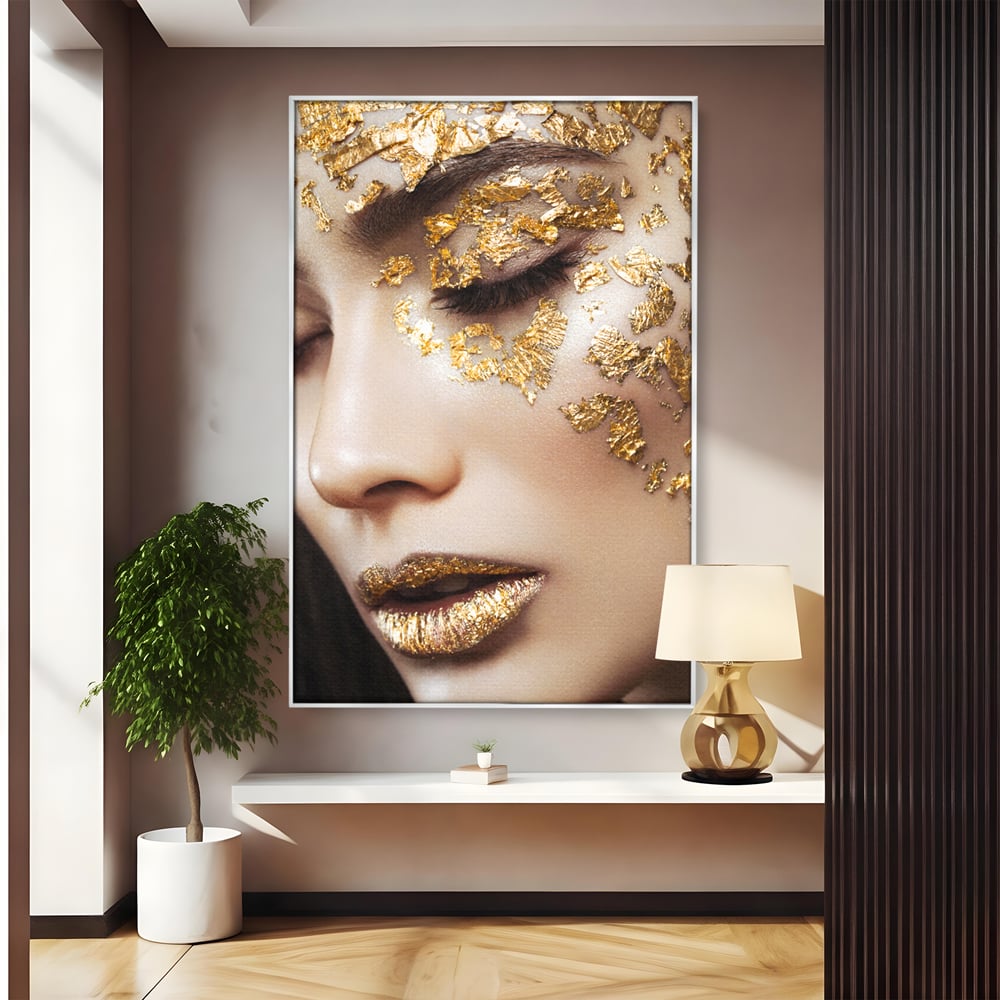 Leinwandbilder Premium LuxCanva® A1056, Goldene Augen , Portrait, Frau, Golden, Sinnlich, Abstrakt, Lebendige Farben