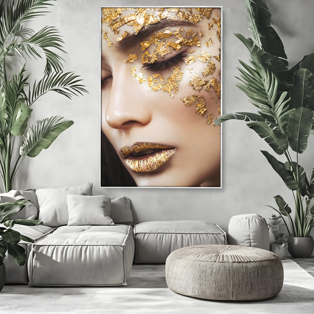Leinwandbilder Premium LuxCanva® A1056, Goldene Augen , Portrait, Frau, Golden, Sinnlich, Abstrakt, Lebendige Farben