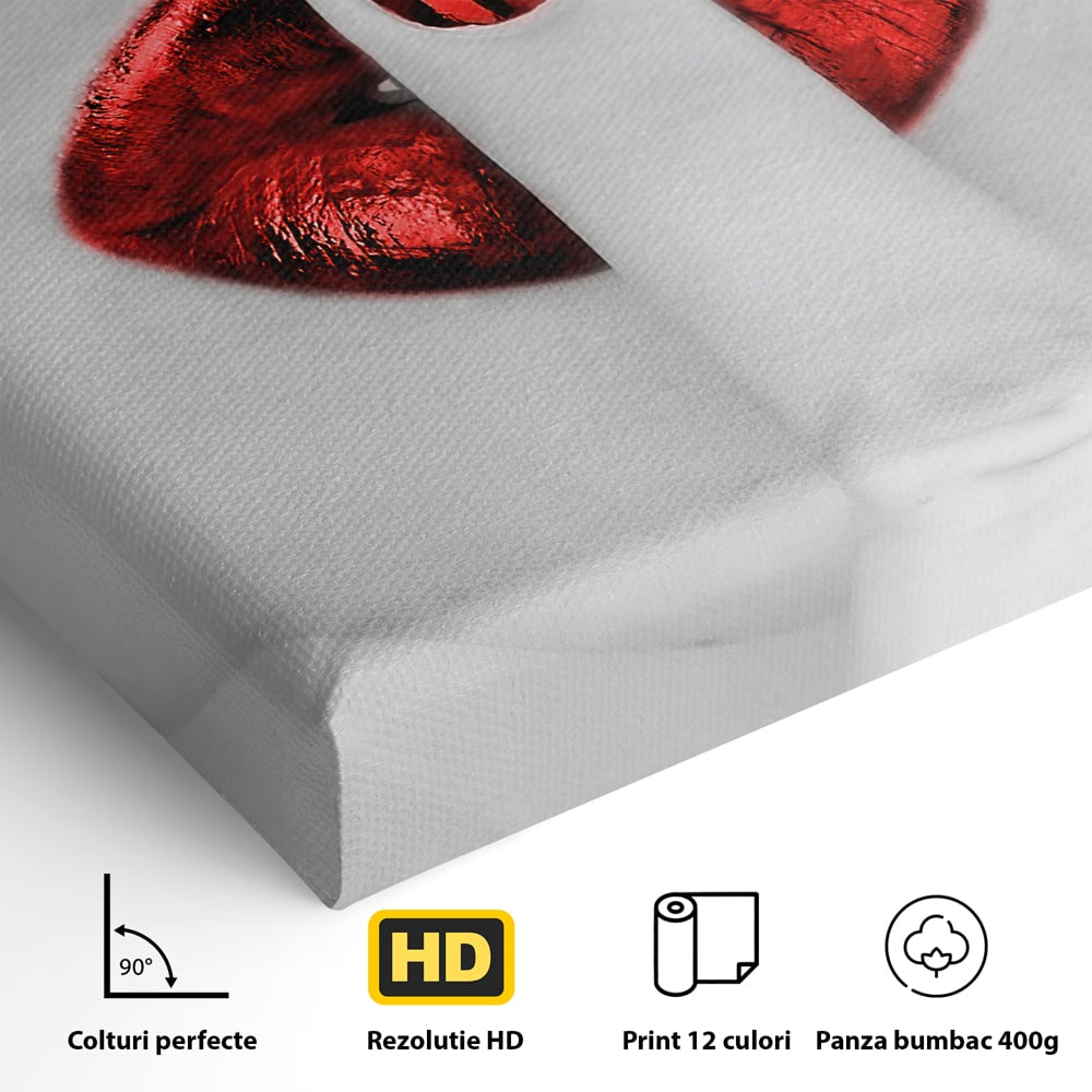Tablou Canvas Premium LuxCanva® A1057, Red Lips , Senzual, Rosu, Nails, Abstract, Culori Vibrante