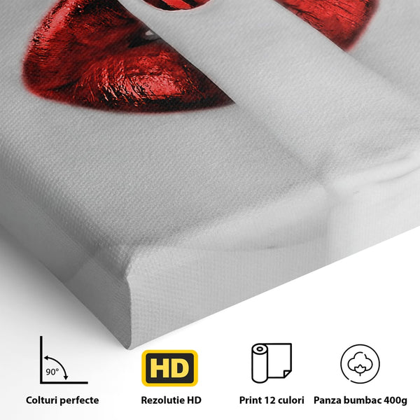 Tablou Canvas Premium LuxCanva® A1057, Red Lips , Senzual, Rosu, Nails, Abstract, Culori Vibrante
