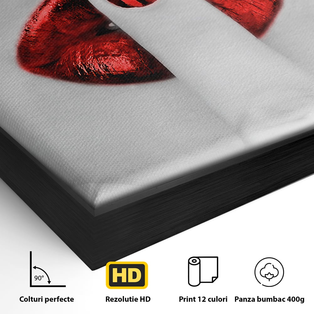 Leinwand Premium-Leinwandkunst LuxCanva® A1057, Rote Lippen, Schwül, Rot, Nägel, Abstrakt, Lebendige Farben