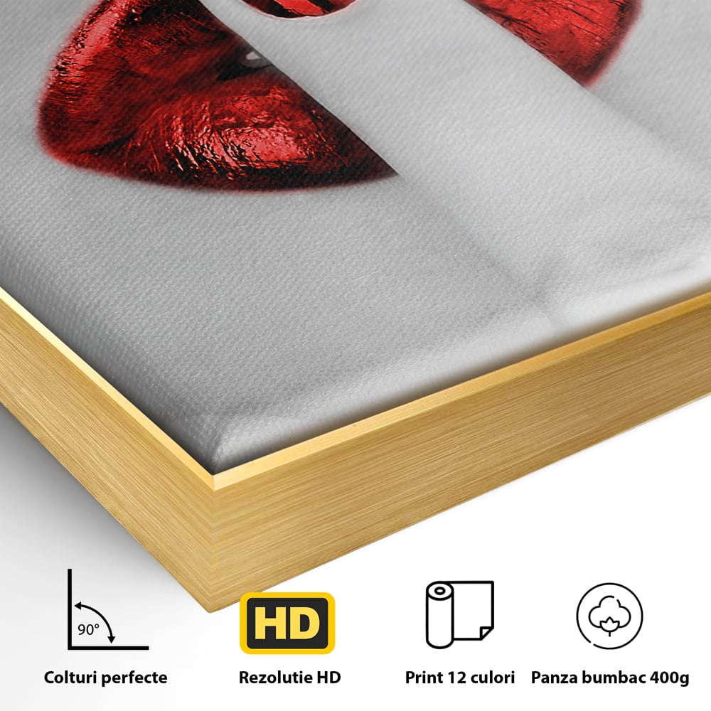 Leinwand Premium-Leinwandkunst LuxCanva® A1057, Rote Lippen, Schwül, Rot, Nägel, Abstrakt, Lebendige Farben