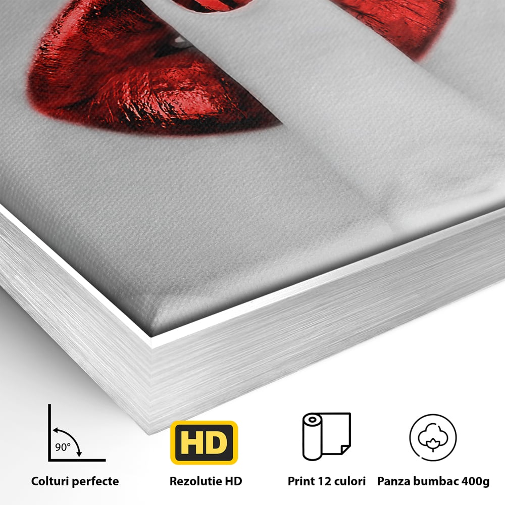 Leinwand Premium-Leinwandkunst LuxCanva® A1057, Rote Lippen, Schwül, Rot, Nägel, Abstrakt, Lebendige Farben