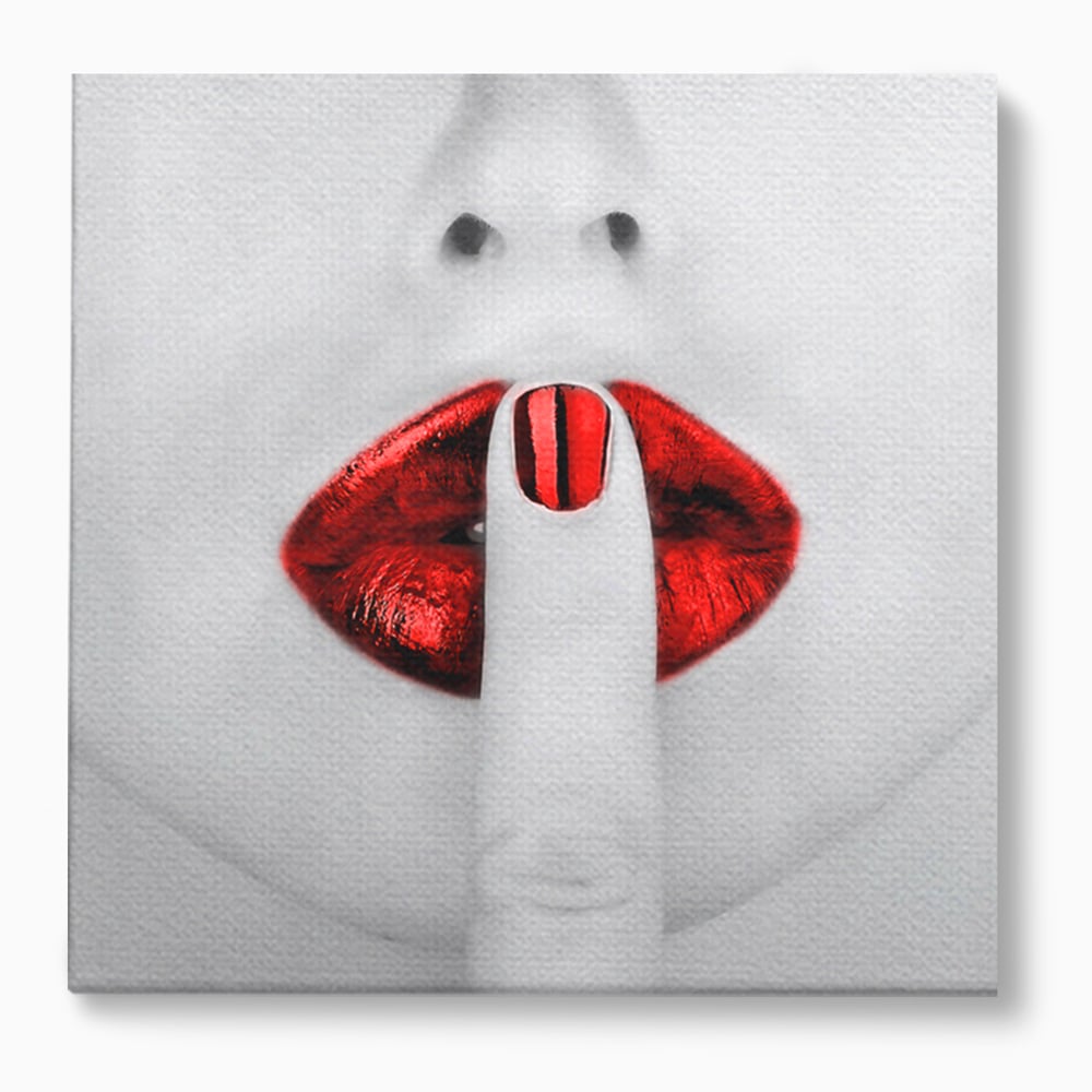 Leinwand Premium-Leinwandkunst LuxCanva® A1057, Rote Lippen, Schwül, Rot, Nägel, Abstrakt, Lebendige Farben