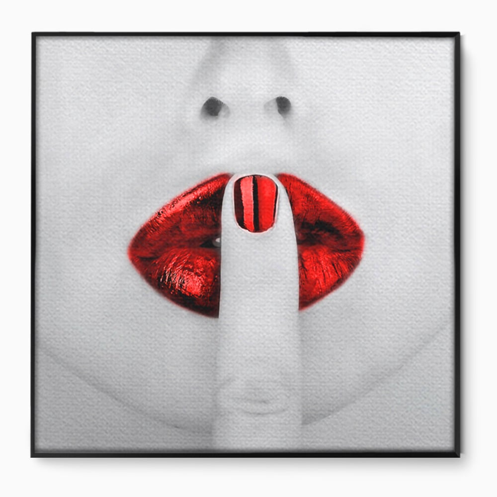 Leinwand Premium-Leinwandkunst LuxCanva® A1057, Rote Lippen, Schwül, Rot, Nägel, Abstrakt, Lebendige Farben
