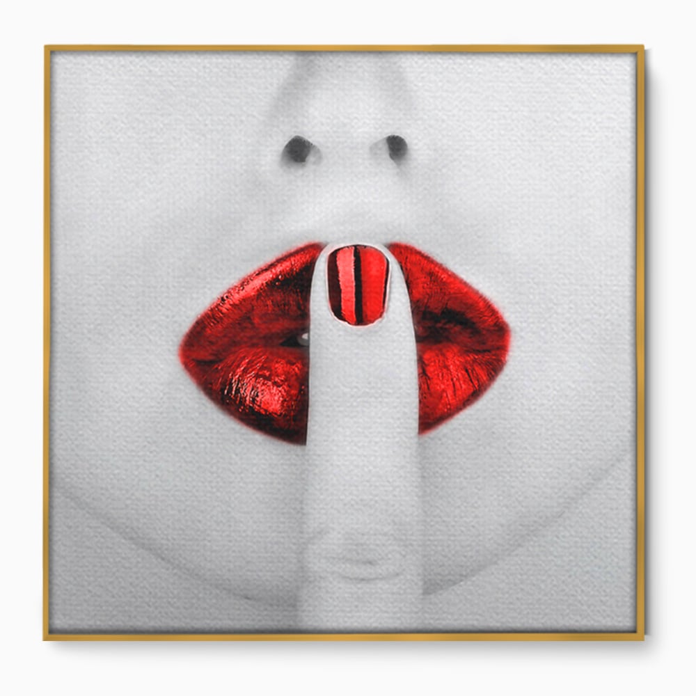 Leinwand Premium-Leinwandkunst LuxCanva® A1057, Rote Lippen, Schwül, Rot, Nägel, Abstrakt, Lebendige Farben