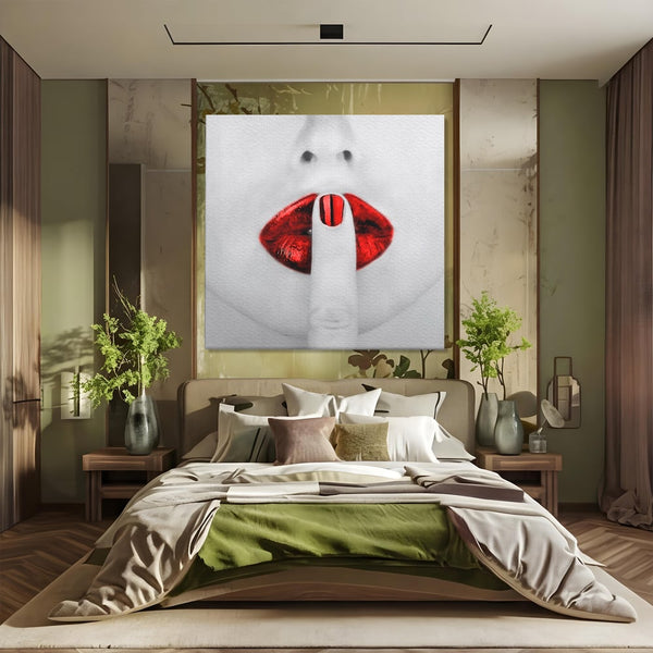 Tablou Canvas Premium LuxCanva® A1057, Red Lips , Senzual, Rosu, Nails, Abstract, Culori Vibrante