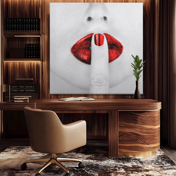 Tablou Canvas Premium LuxCanva® A1057, Red Lips , Senzual, Rosu, Nails, Abstract, Culori Vibrante