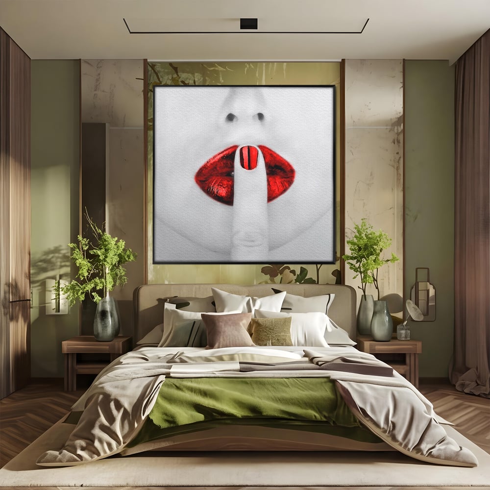 Leinwand Premium-Leinwandkunst LuxCanva® A1057, Rote Lippen, Schwül, Rot, Nägel, Abstrakt, Lebendige Farben