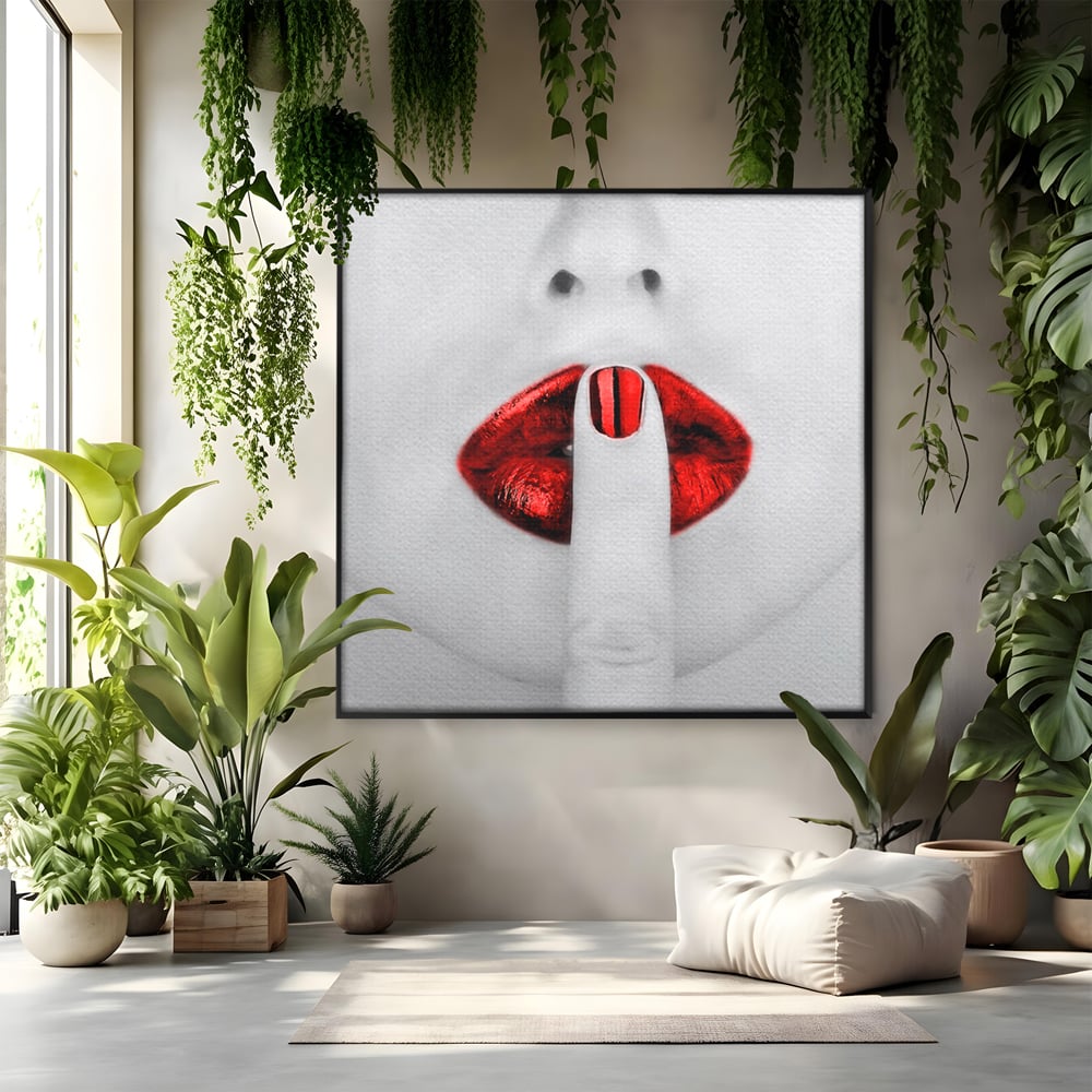 Leinwand Premium-Leinwandkunst LuxCanva® A1057, Rote Lippen, Schwül, Rot, Nägel, Abstrakt, Lebendige Farben