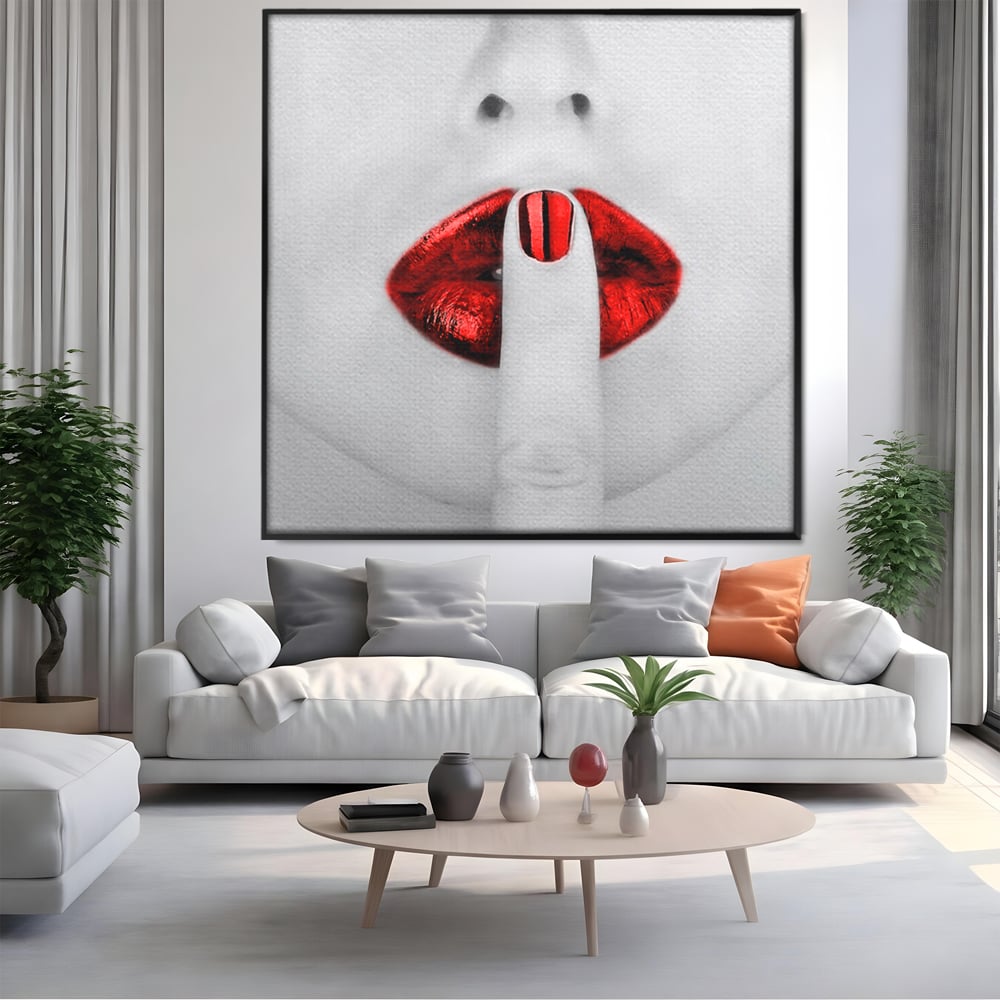 Leinwand Premium-Leinwandkunst LuxCanva® A1057, Rote Lippen, Schwül, Rot, Nägel, Abstrakt, Lebendige Farben