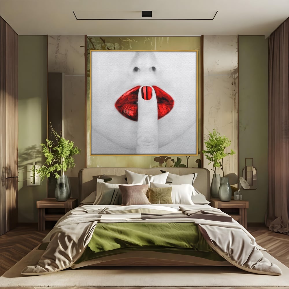 Leinwand Premium-Leinwandkunst LuxCanva® A1057, Rote Lippen, Schwül, Rot, Nägel, Abstrakt, Lebendige Farben