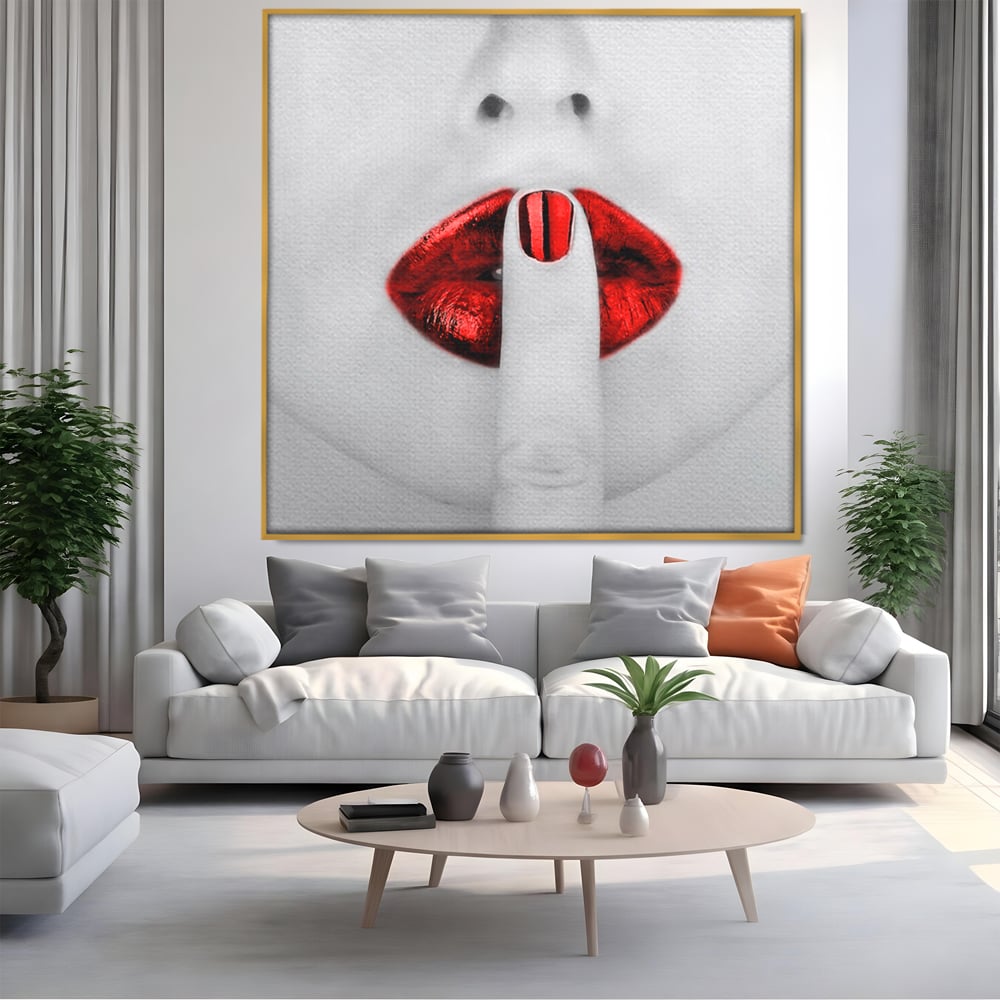 Leinwand Premium-Leinwandkunst LuxCanva® A1057, Rote Lippen, Schwül, Rot, Nägel, Abstrakt, Lebendige Farben