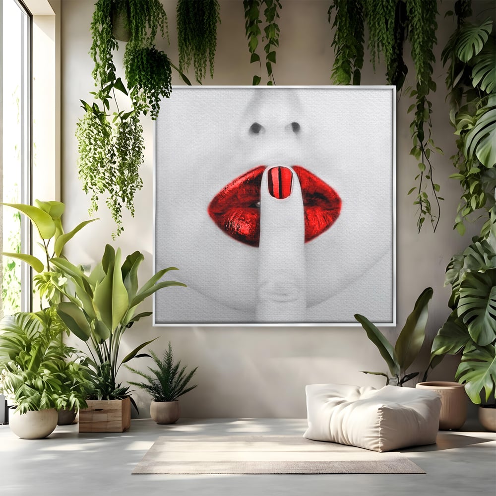 Leinwand Premium-Leinwandkunst LuxCanva® A1057, Rote Lippen, Schwül, Rot, Nägel, Abstrakt, Lebendige Farben