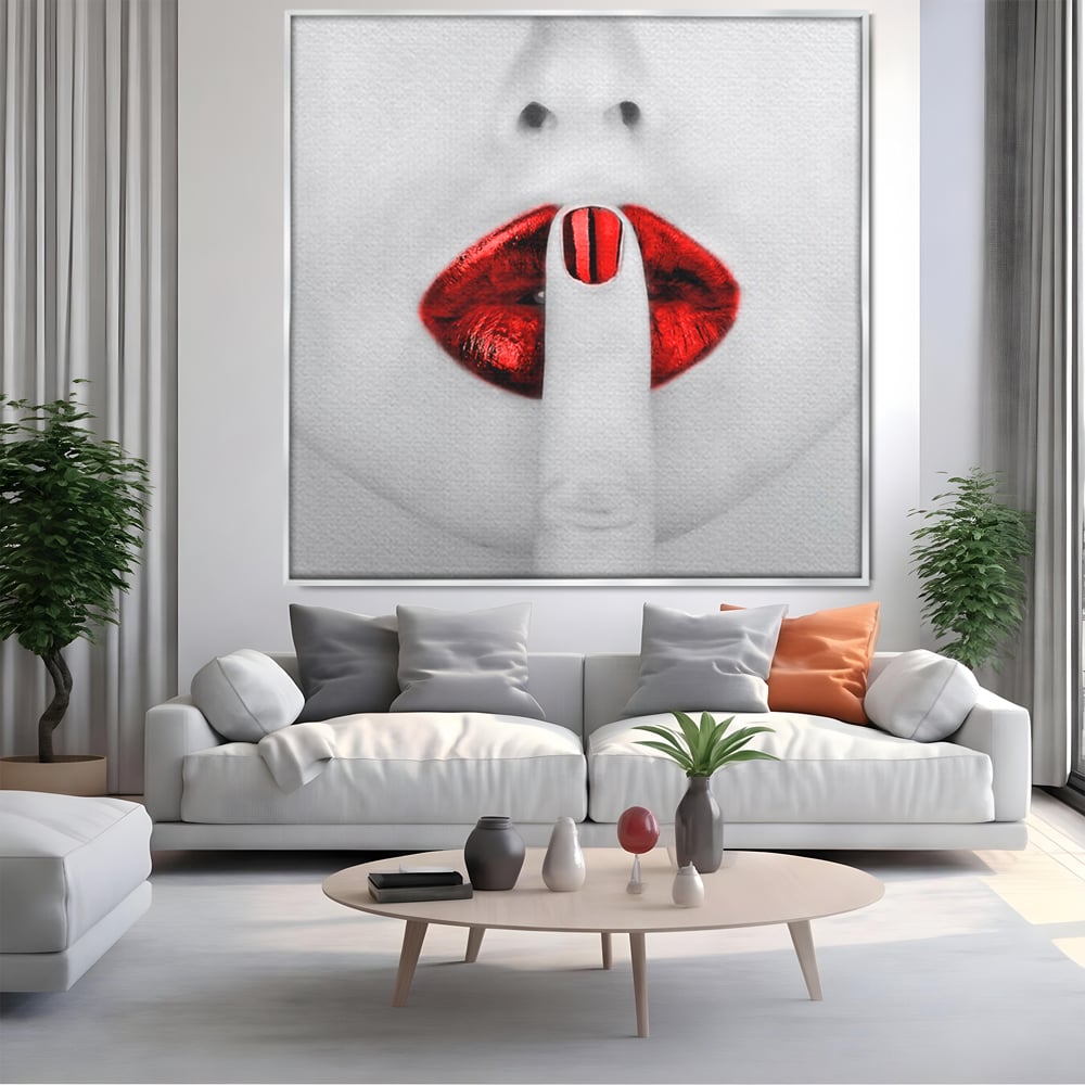 Leinwand Premium-Leinwandkunst LuxCanva® A1057, Rote Lippen, Schwül, Rot, Nägel, Abstrakt, Lebendige Farben