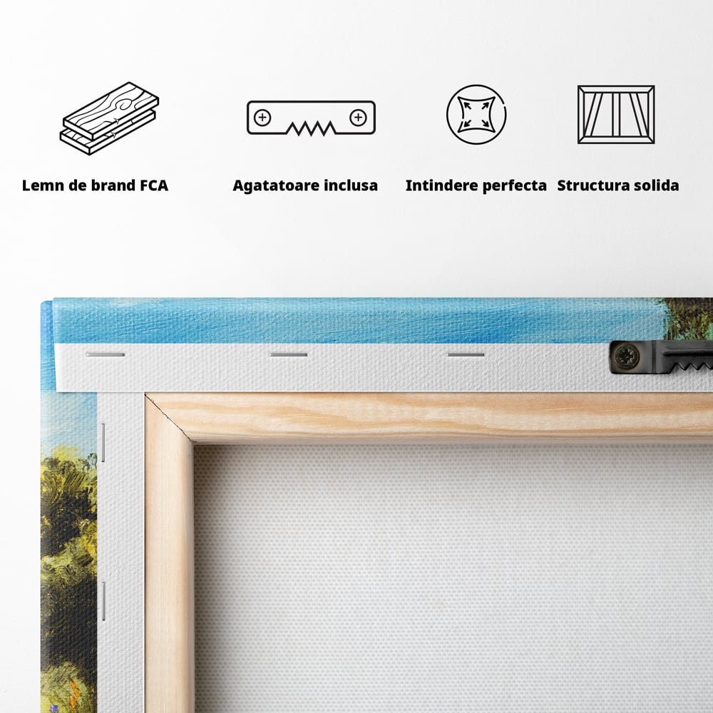Tablou Canvas Premium LuxCanva® A1060, Flori Violet , Peisaj, Flori Albe, Mare, Natura, Culori Vibrante