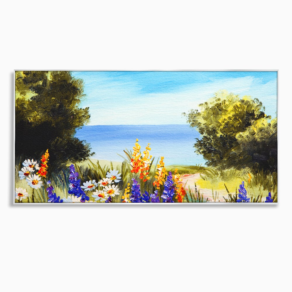 Tablou Canvas Premium LuxCanva® A1060, Flori Violet , Peisaj, Flori Albe, Mare, Natura, Culori Vibrante