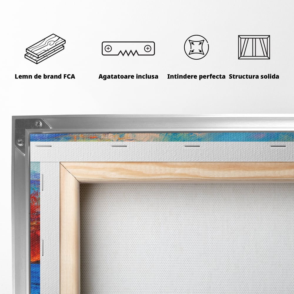 Tablou Canvas Premium LuxCanva® A1061, Vapor Cu Vele , Peisaj, Mare, Rosu, Albastru, Abstract, Culori Vibrante