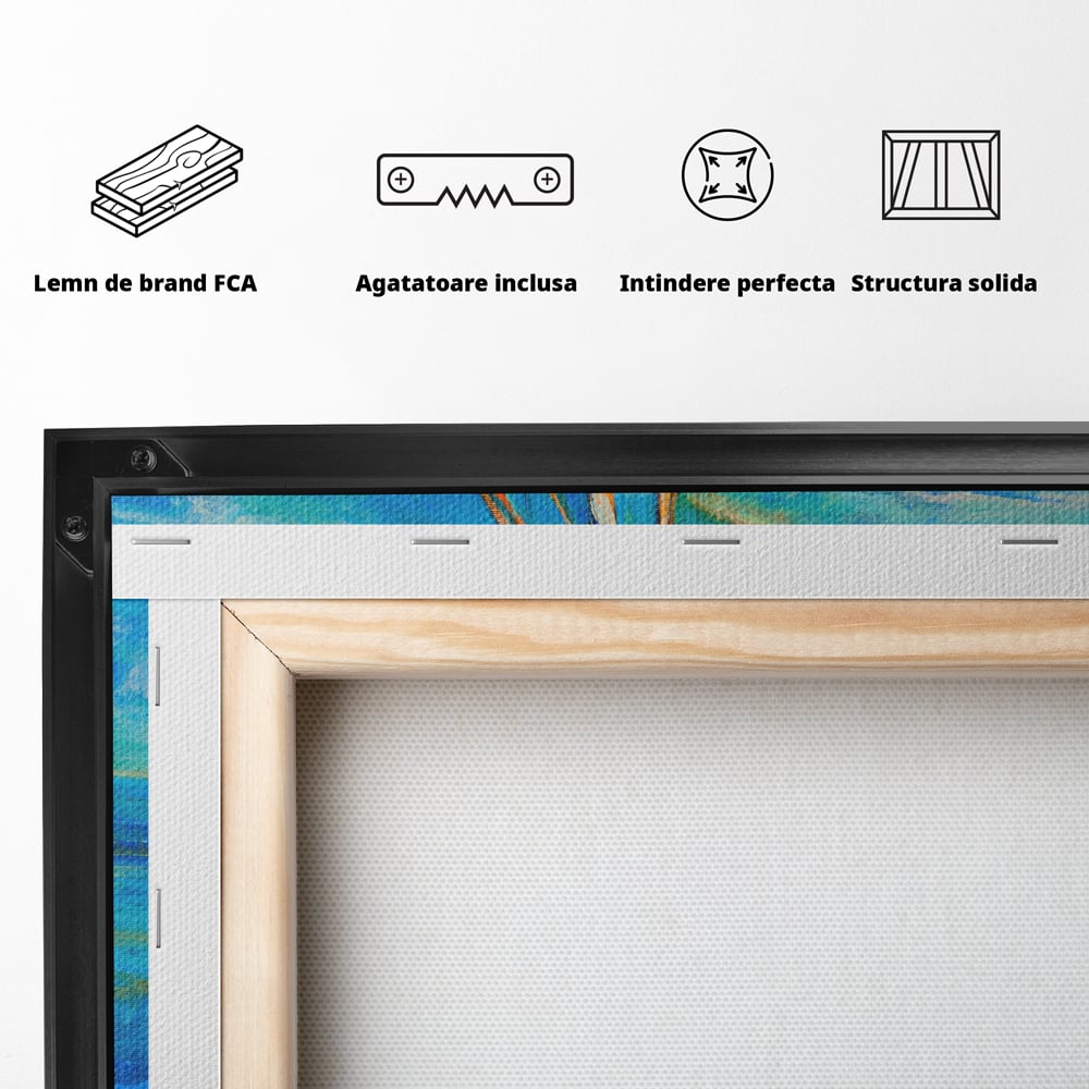 Tablou Canvas Premium LuxCanva® A1062, Pescar In Barca , Peisaj, Mare, Portocaliu, Abstract, Culori Vibrante