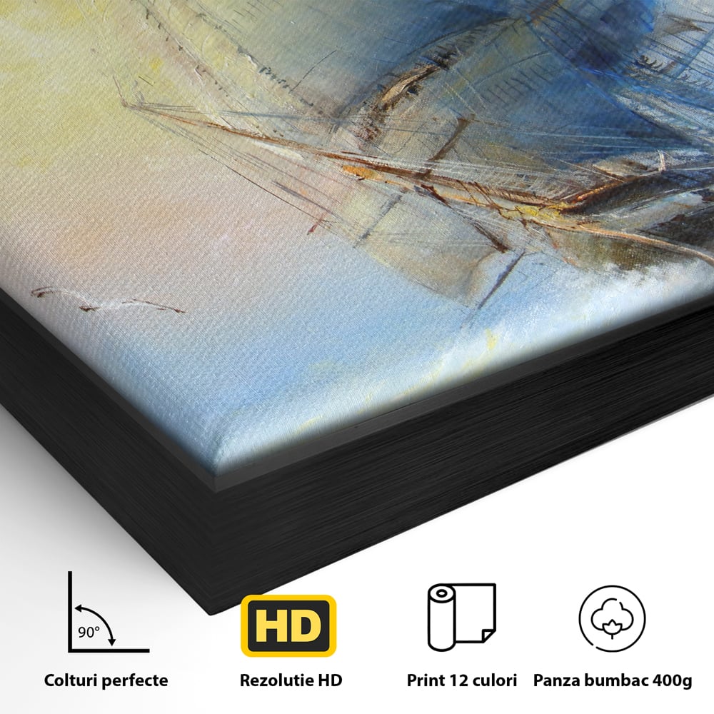 Tablou Canvas Premium LuxCanva® A1063, Vapor Pe Mare , Valuri, Furtuna, Vele, Culori Vibrante