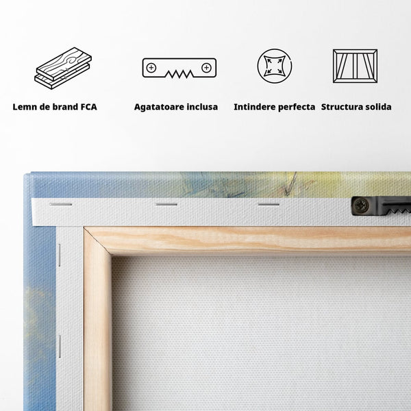 Tablou Canvas Premium LuxCanva® A1063, Vapor Pe Mare , Valuri, Furtuna, Vele, Culori Vibrante