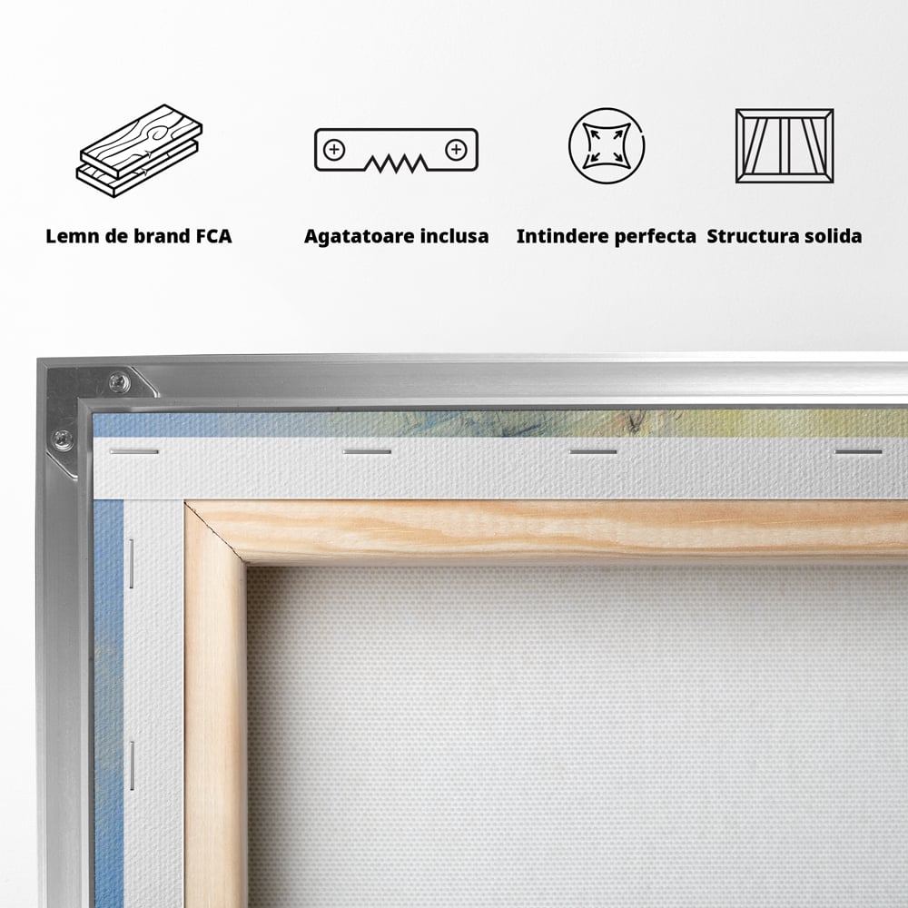 Tablou Canvas Premium LuxCanva® A1063, Vapor Pe Mare , Valuri, Furtuna, Vele, Culori Vibrante
