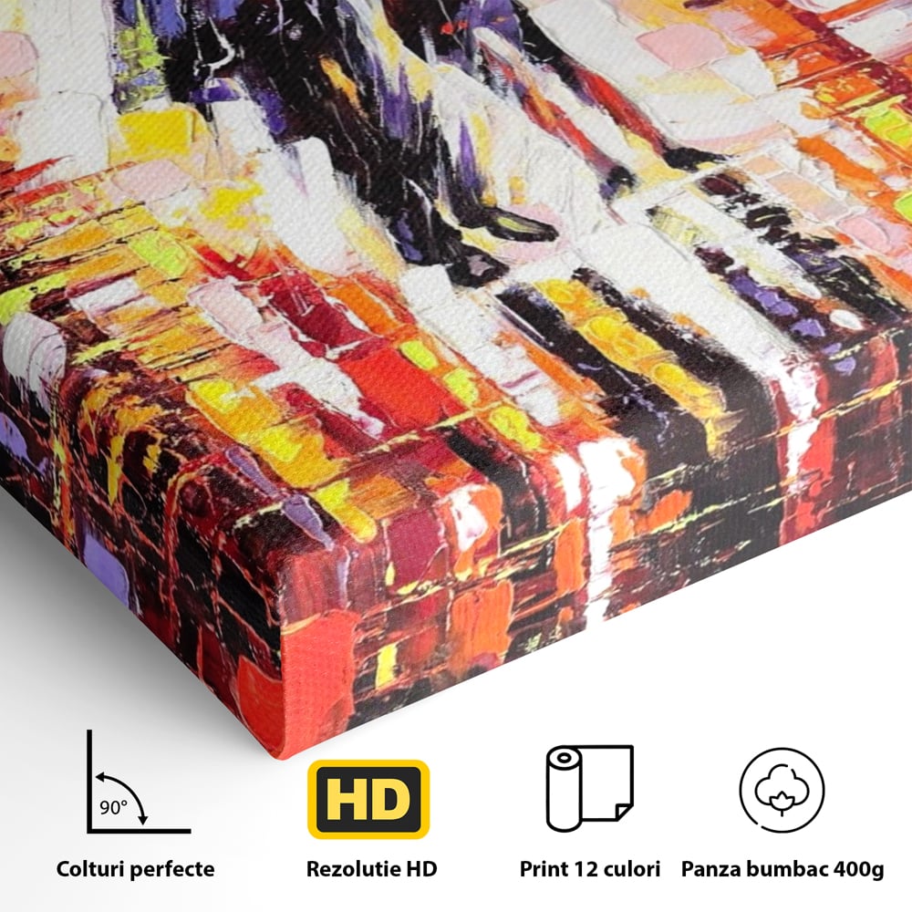 Leinwandbilder Premium LuxCanva® A1065, Liebespaar im Regen, Paar, Liebe, Romantik, Abstrakt, Lebendige Farben