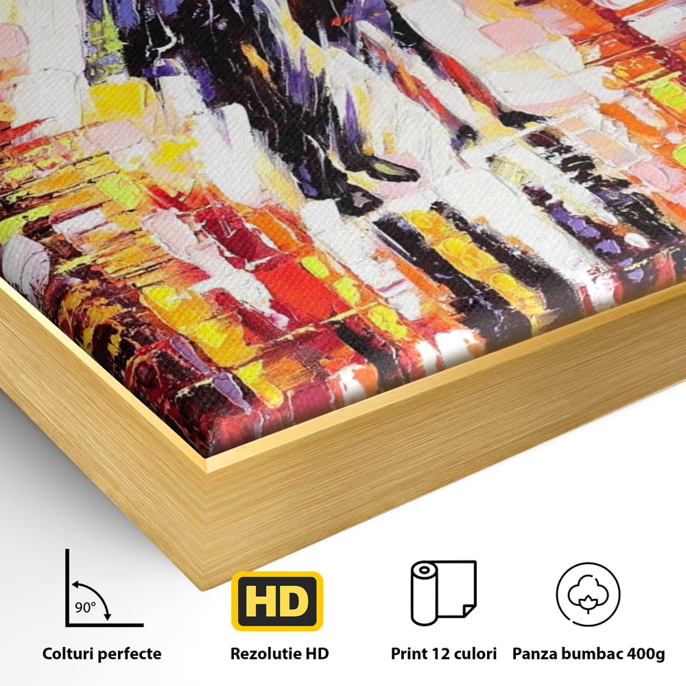 Leinwandbilder Premium LuxCanva® A1065, Liebespaar im Regen, Paar, Liebe, Romantik, Abstrakt, Lebendige Farben