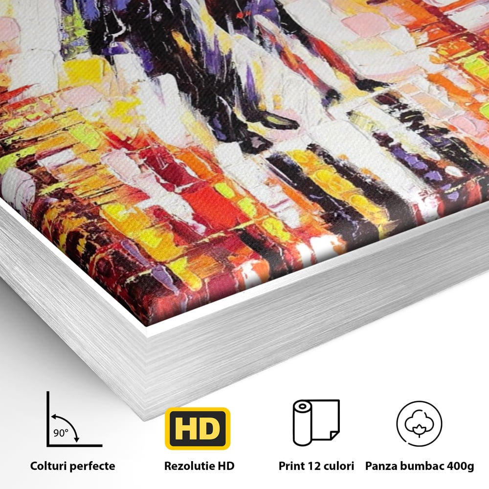 Leinwandbilder Premium LuxCanva® A1065, Liebespaar im Regen, Paar, Liebe, Romantik, Abstrakt, Lebendige Farben