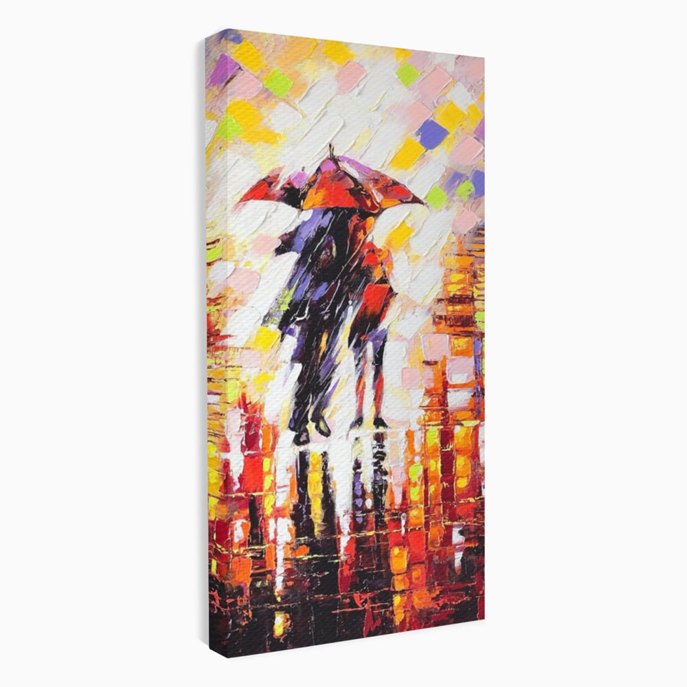 Leinwandbilder Premium LuxCanva® A1065, Liebespaar im Regen, Paar, Liebe, Romantik, Abstrakt, Lebendige Farben