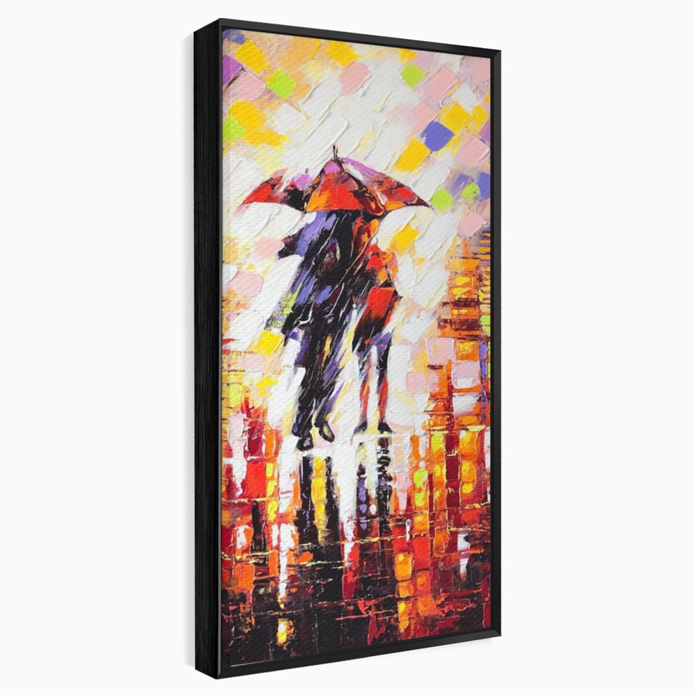 Leinwandbilder Premium LuxCanva® A1065, Liebespaar im Regen, Paar, Liebe, Romantik, Abstrakt, Lebendige Farben