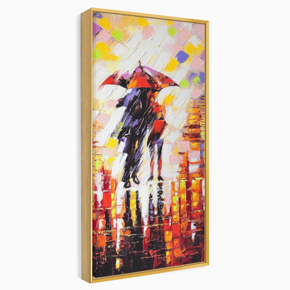 Leinwandbilder Premium LuxCanva® A1065, Liebespaar im Regen, Paar, Liebe, Romantik, Abstrakt, Lebendige Farben