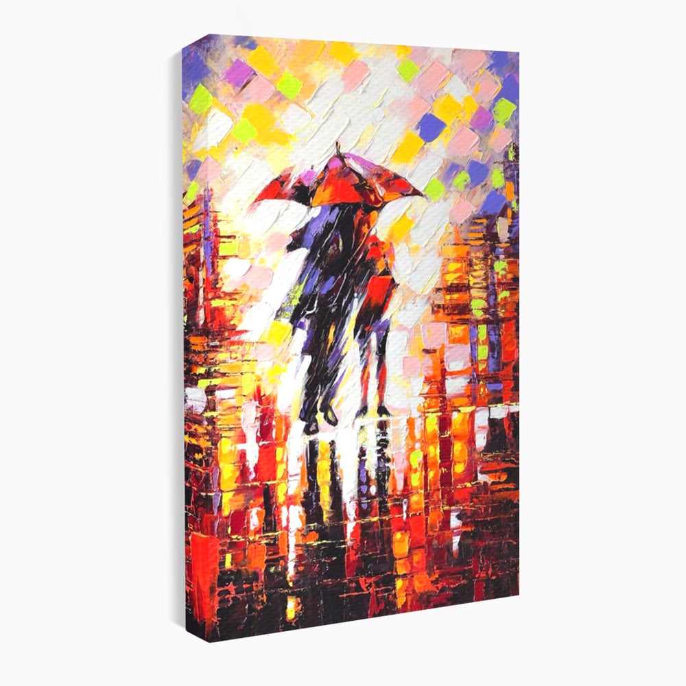 Leinwandbilder Premium LuxCanva® A1065, Liebespaar im Regen, Paar, Liebe, Romantik, Abstrakt, Lebendige Farben