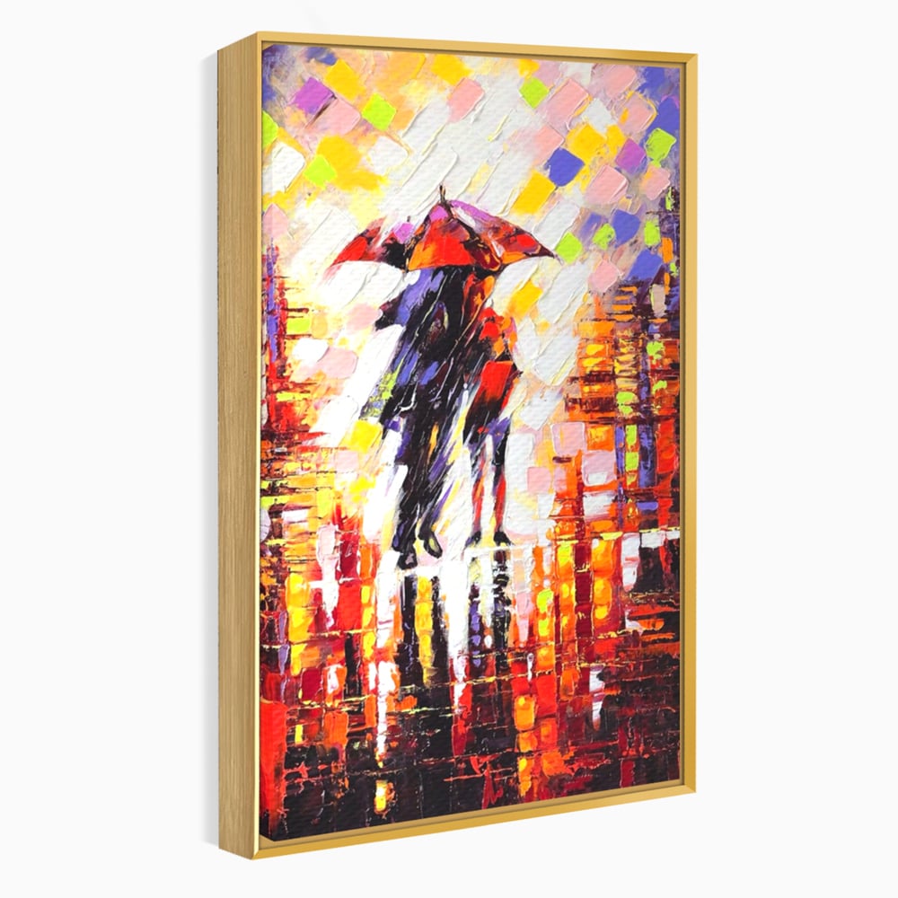 Leinwandbilder Premium LuxCanva® A1065, Liebespaar im Regen, Paar, Liebe, Romantik, Abstrakt, Lebendige Farben