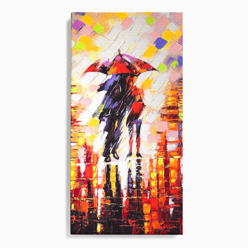 Leinwandbilder Premium LuxCanva® A1065, Liebespaar im Regen, Paar, Liebe, Romantik, Abstrakt, Lebendige Farben