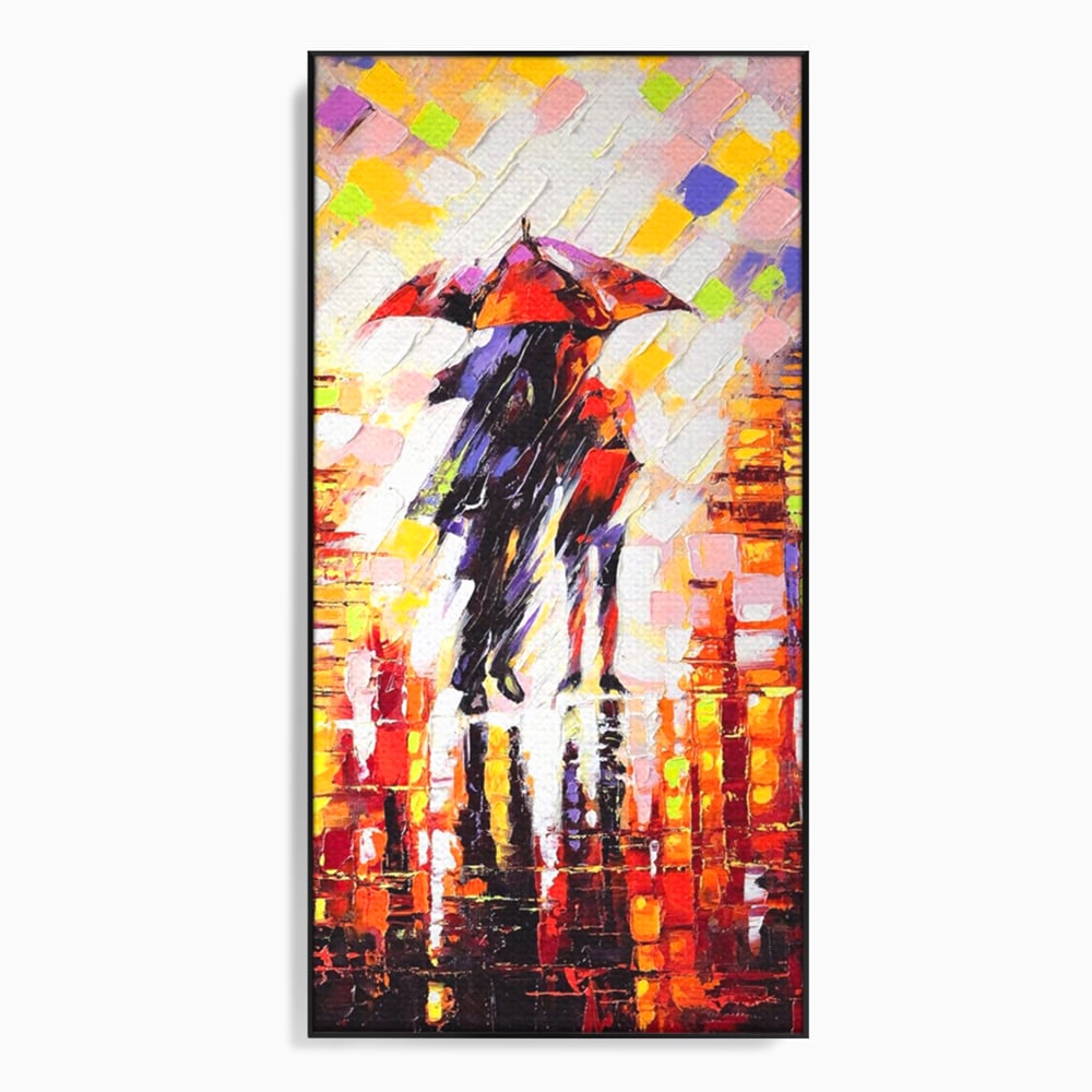 Leinwandbilder Premium LuxCanva® A1065, Liebespaar im Regen, Paar, Liebe, Romantik, Abstrakt, Lebendige Farben