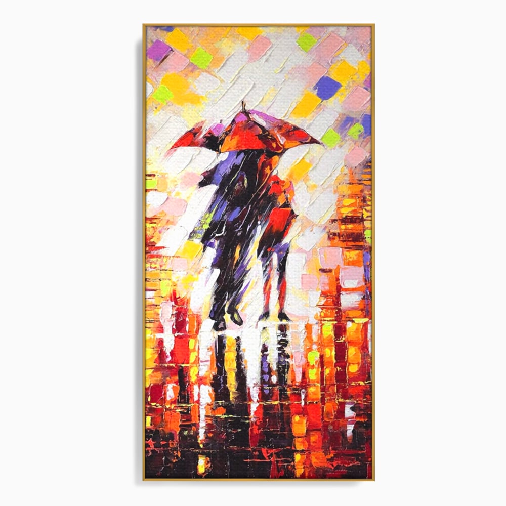Leinwandbilder Premium LuxCanva® A1065, Liebespaar im Regen, Paar, Liebe, Romantik, Abstrakt, Lebendige Farben