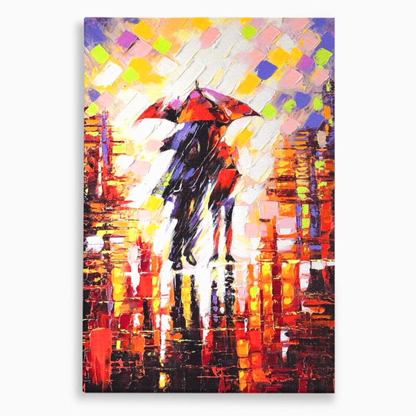 Leinwandbilder Premium LuxCanva® A1065, Liebespaar im Regen, Paar, Liebe, Romantik, Abstrakt, Lebendige Farben
