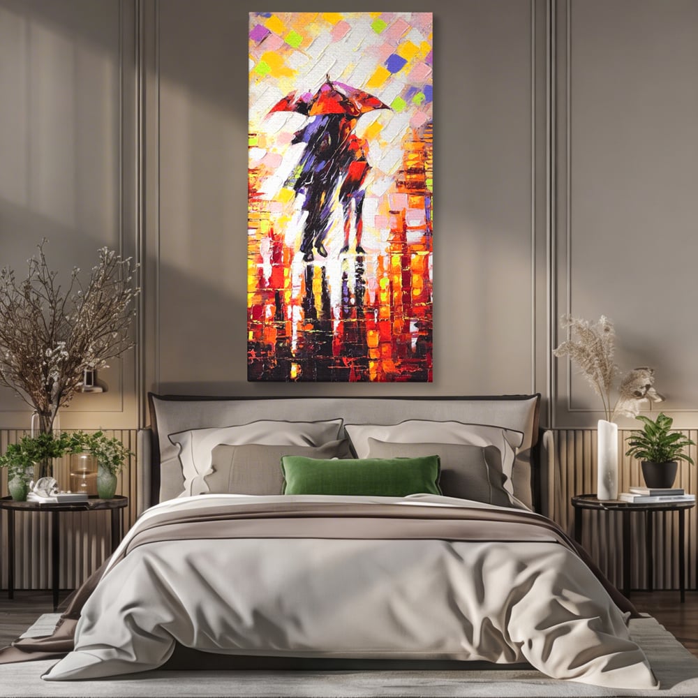 Leinwandbilder Premium LuxCanva® A1065, Liebespaar im Regen, Paar, Liebe, Romantik, Abstrakt, Lebendige Farben