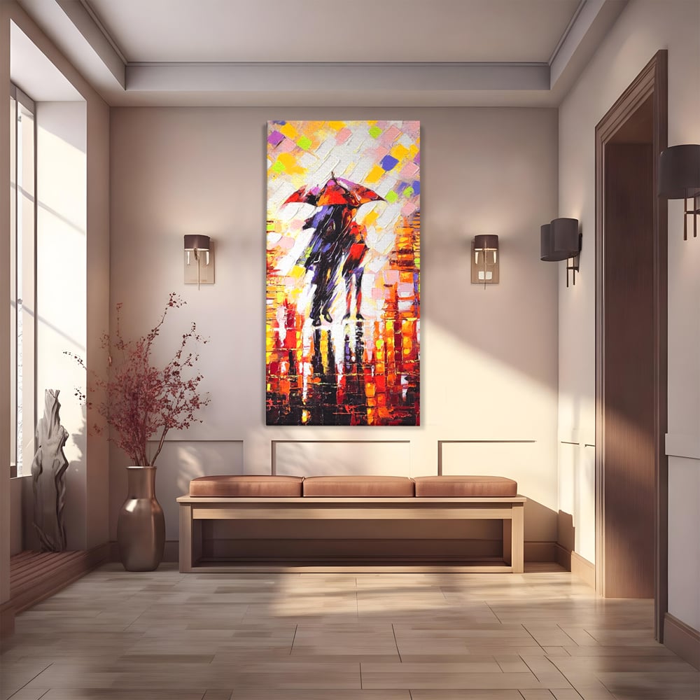 Leinwandbilder Premium LuxCanva® A1065, Liebespaar im Regen, Paar, Liebe, Romantik, Abstrakt, Lebendige Farben