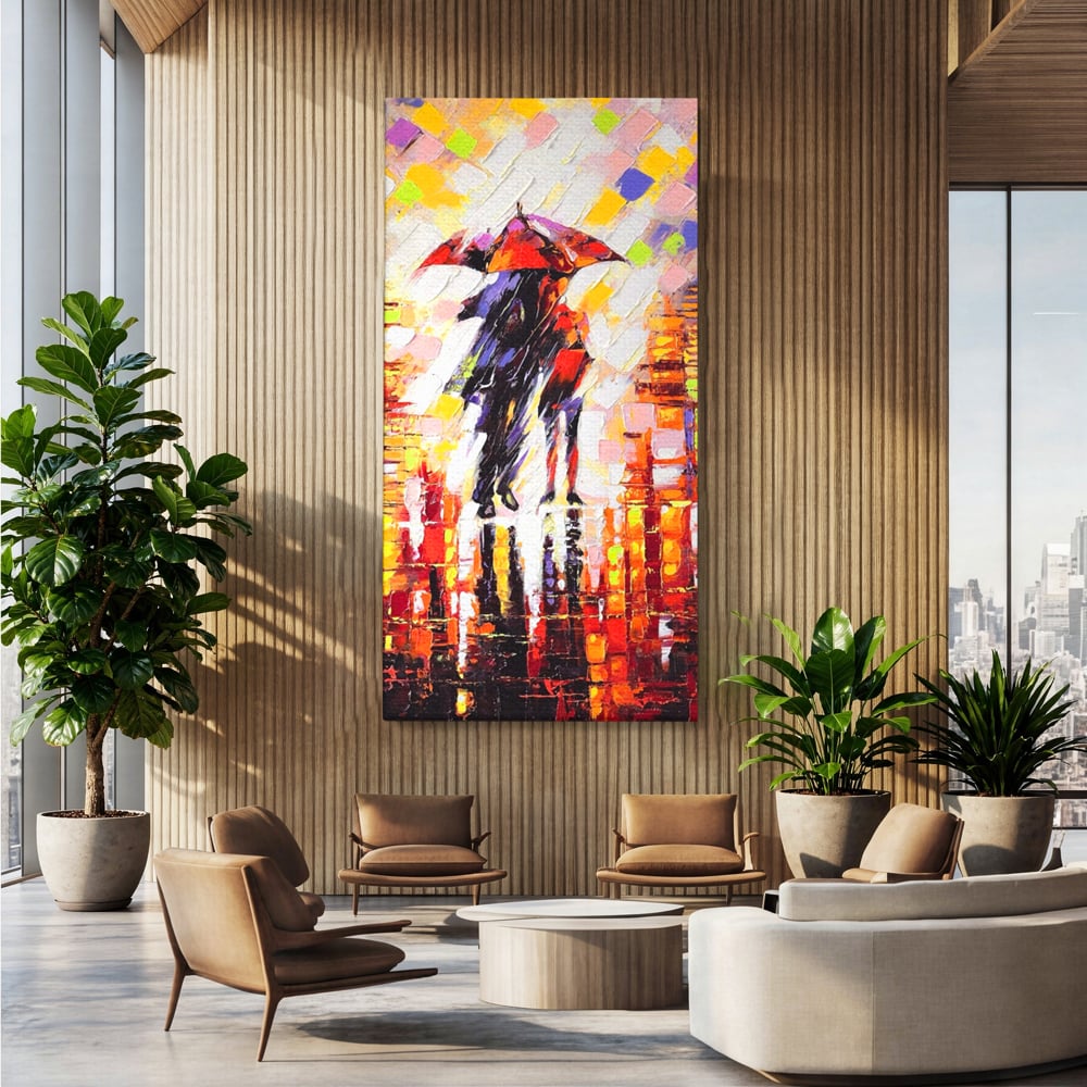 Leinwandbilder Premium LuxCanva® A1065, Liebespaar im Regen, Paar, Liebe, Romantik, Abstrakt, Lebendige Farben