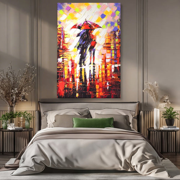 Leinwandbilder Premium LuxCanva® A1065, Liebespaar im Regen, Paar, Liebe, Romantik, Abstrakt, Lebendige Farben