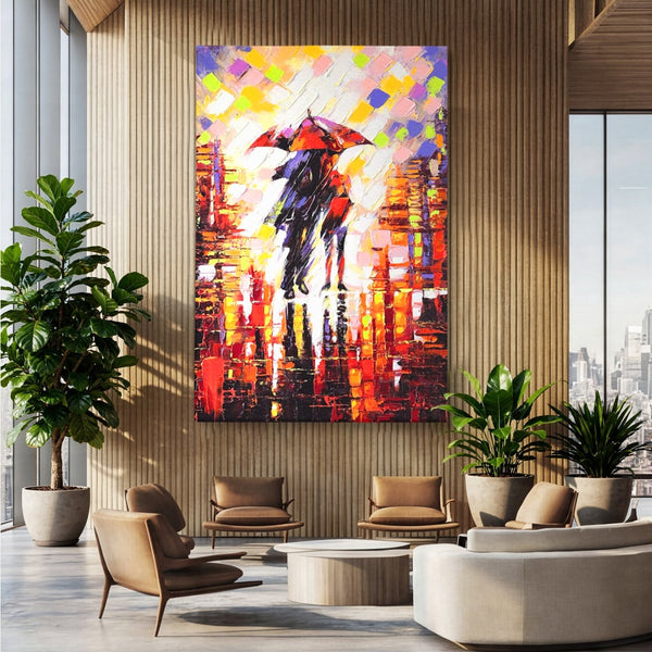 Leinwandbilder Premium LuxCanva® A1065, Liebespaar im Regen, Paar, Liebe, Romantik, Abstrakt, Lebendige Farben