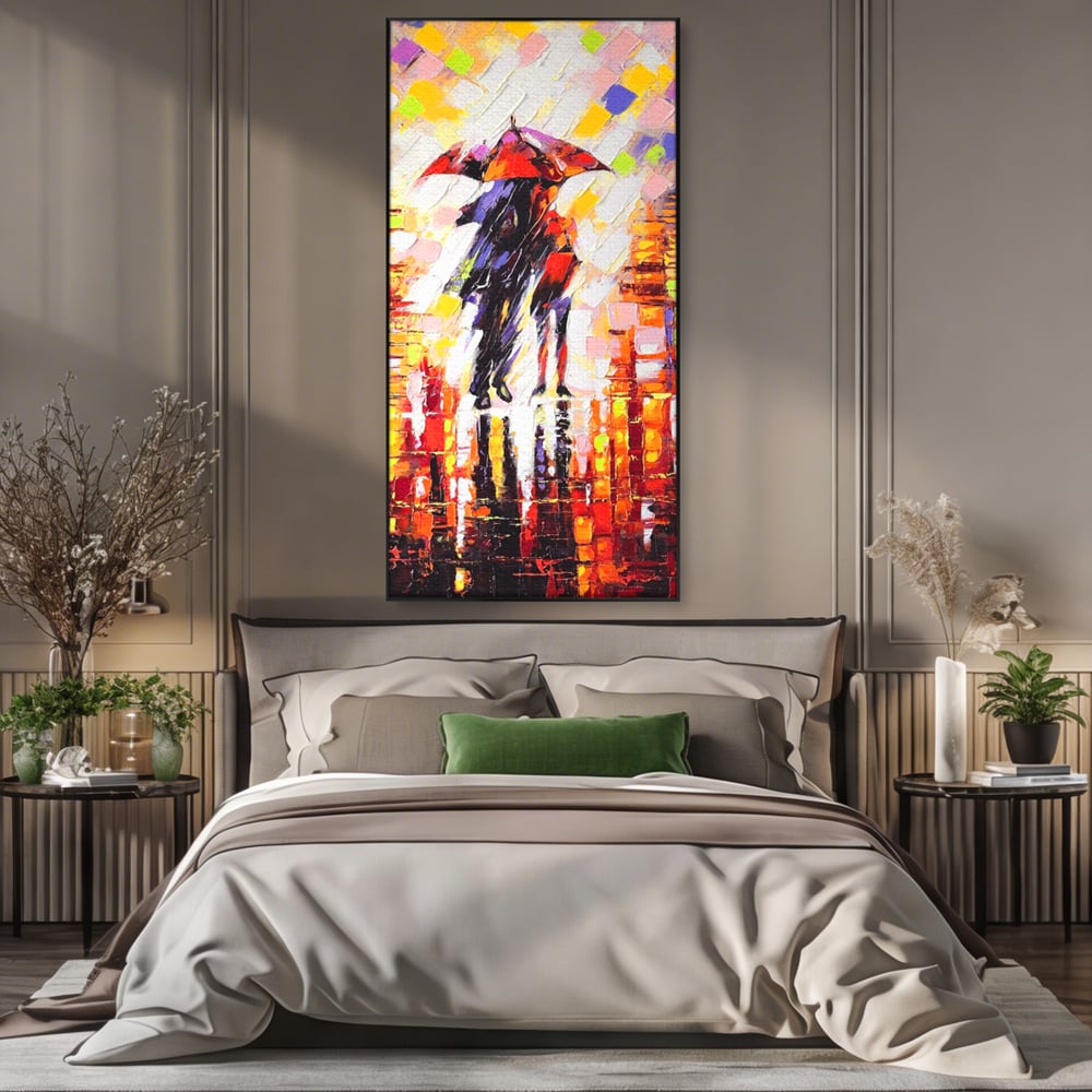 Leinwandbilder Premium LuxCanva® A1065, Liebespaar im Regen, Paar, Liebe, Romantik, Abstrakt, Lebendige Farben